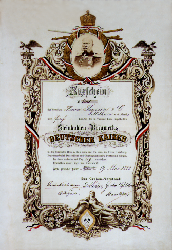 Kuxschein der Gewerkschaft Deutscher Kaiser. Kuxschein der Gewerkschaft Deutscher Kaiser.
