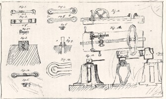 Eigenhändige Zeichnung von Alfred Krupp zur Fertigung des nahtlosen Eisenbahnradreifens, um 1853 Eigenhändige Zeichnung von Alfred Krupp zur Fertigung des nahtlosen Eisenbahnradreifens, um 1853