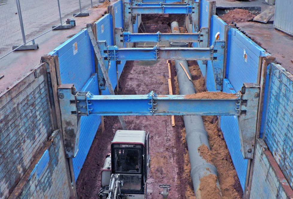 Double slide rail system linear shoring Double slide rail system linear shoring