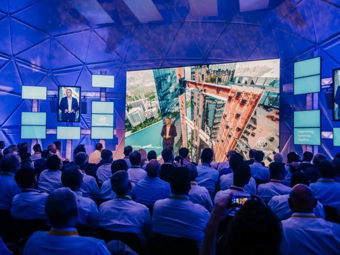 Andreas Schierenbeck speaking to over 200 guests: “MULTI is the key to a revolution in the elevator industry”