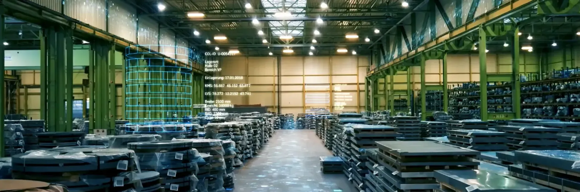 Industrial warehouse with metal materials illustrating digitalized and efficient supply chain management