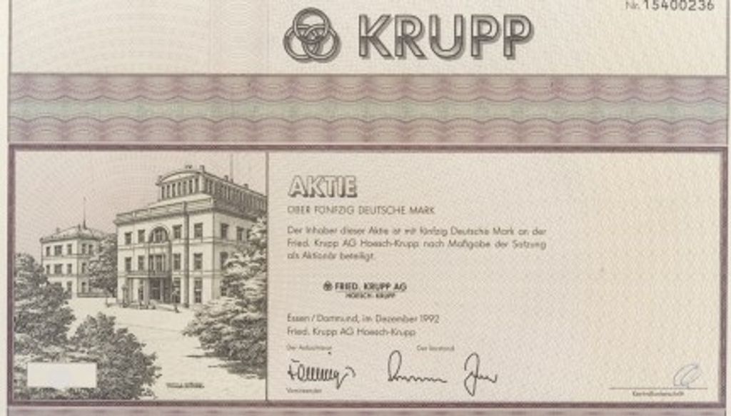1992: Fusion der Fried. Krupp AG mit der Hoesch AG zur Fried. Krupp AG Hoesch-Krupp