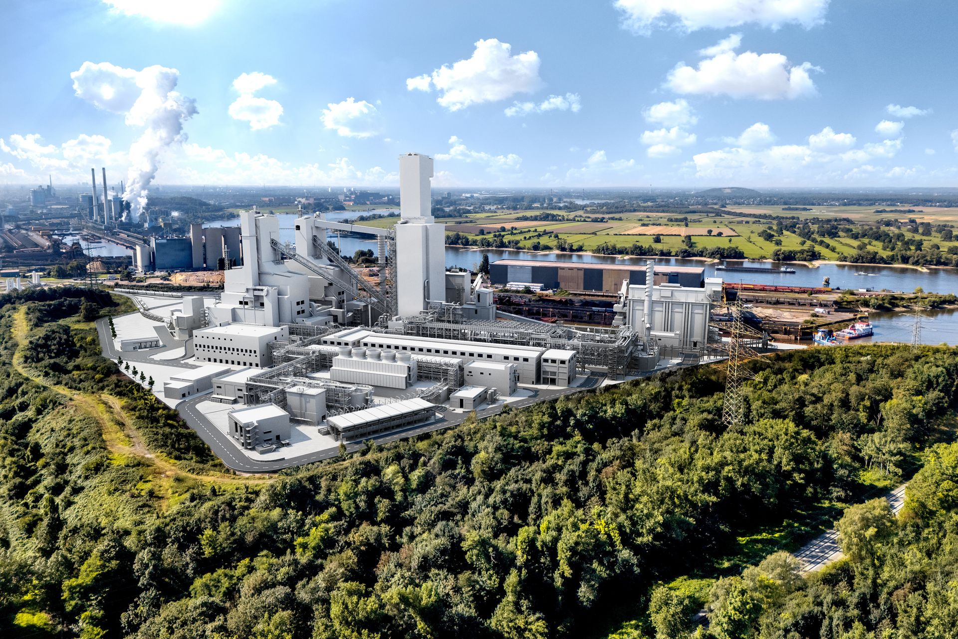 Ilustration von der Direktreduktionsanlage von thyssenkrupp Steel in Duisburg.