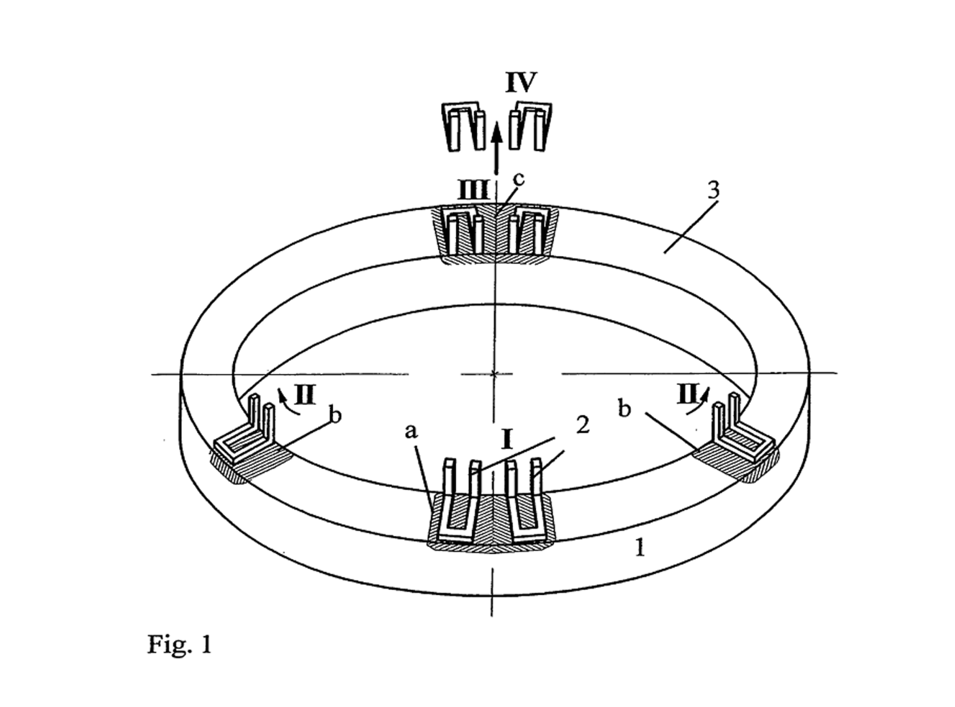 Engineering diagram of a slewing bearing ring showing patented hardening process for improved durability and performance.
