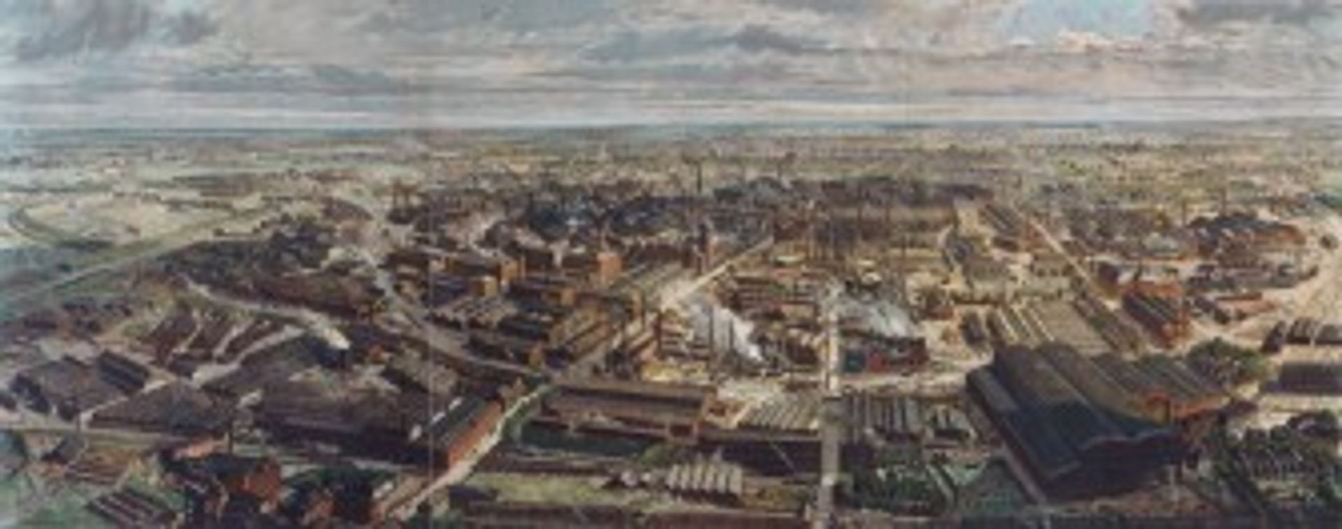 Panoramisches Gemälde der Fried. Krupp Gussstahlfabrik in Essen, 1912, nach einem Gemälde von Otto Bollhagen, Bremen.