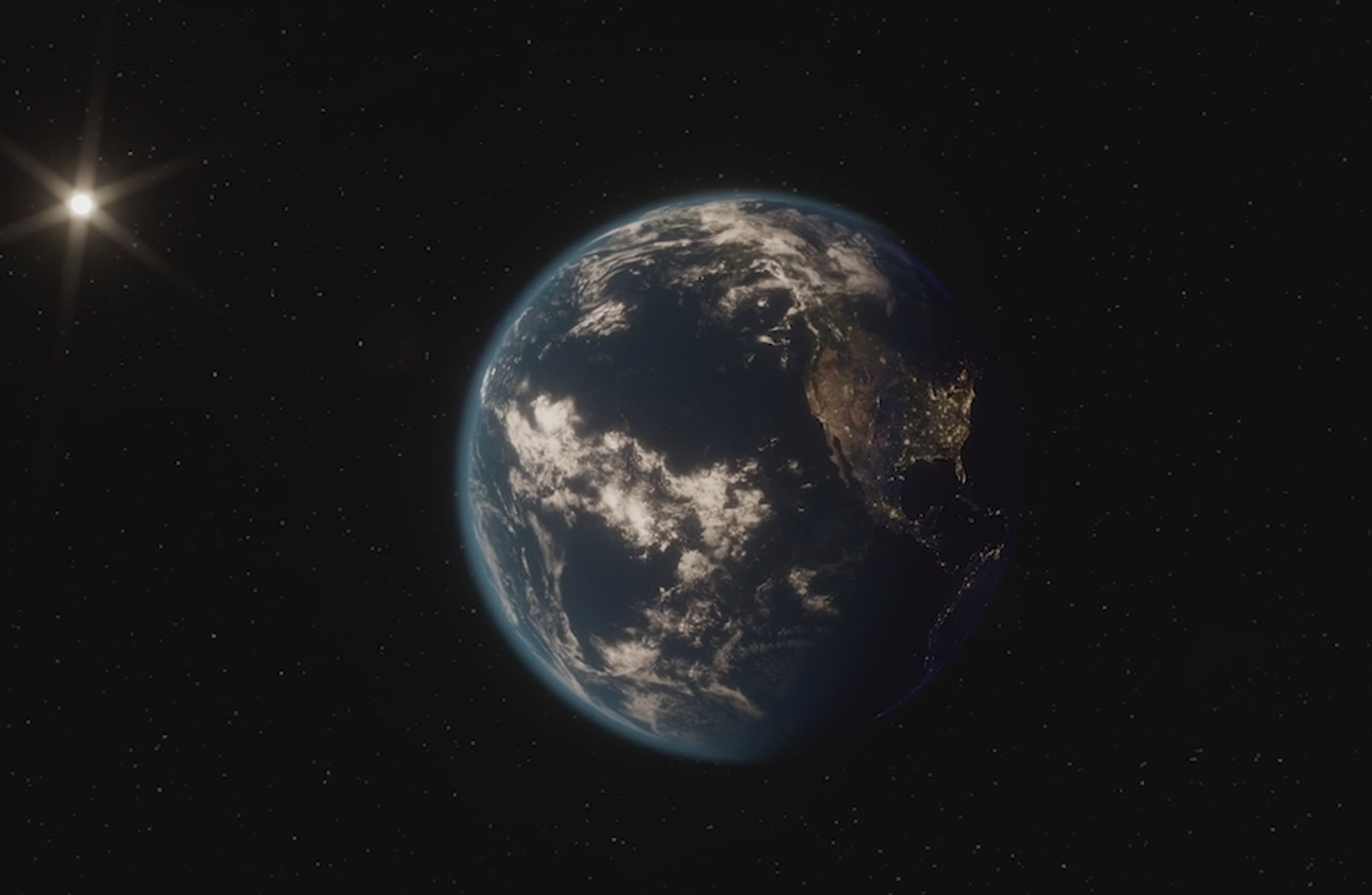 Ansicht des Alls mit der Erde als Planeten im Fokus