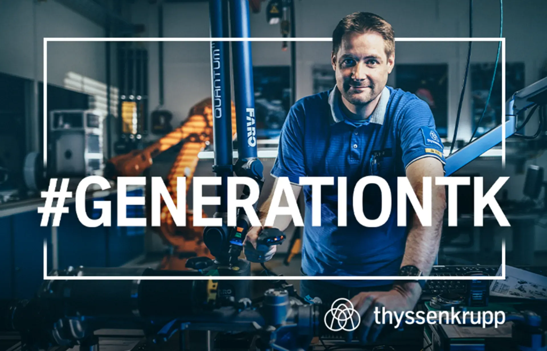 Process engineer Volker Kempe in a modern production environment at thyssenkrupp, representing innovation and digital transformation in manufacturing.