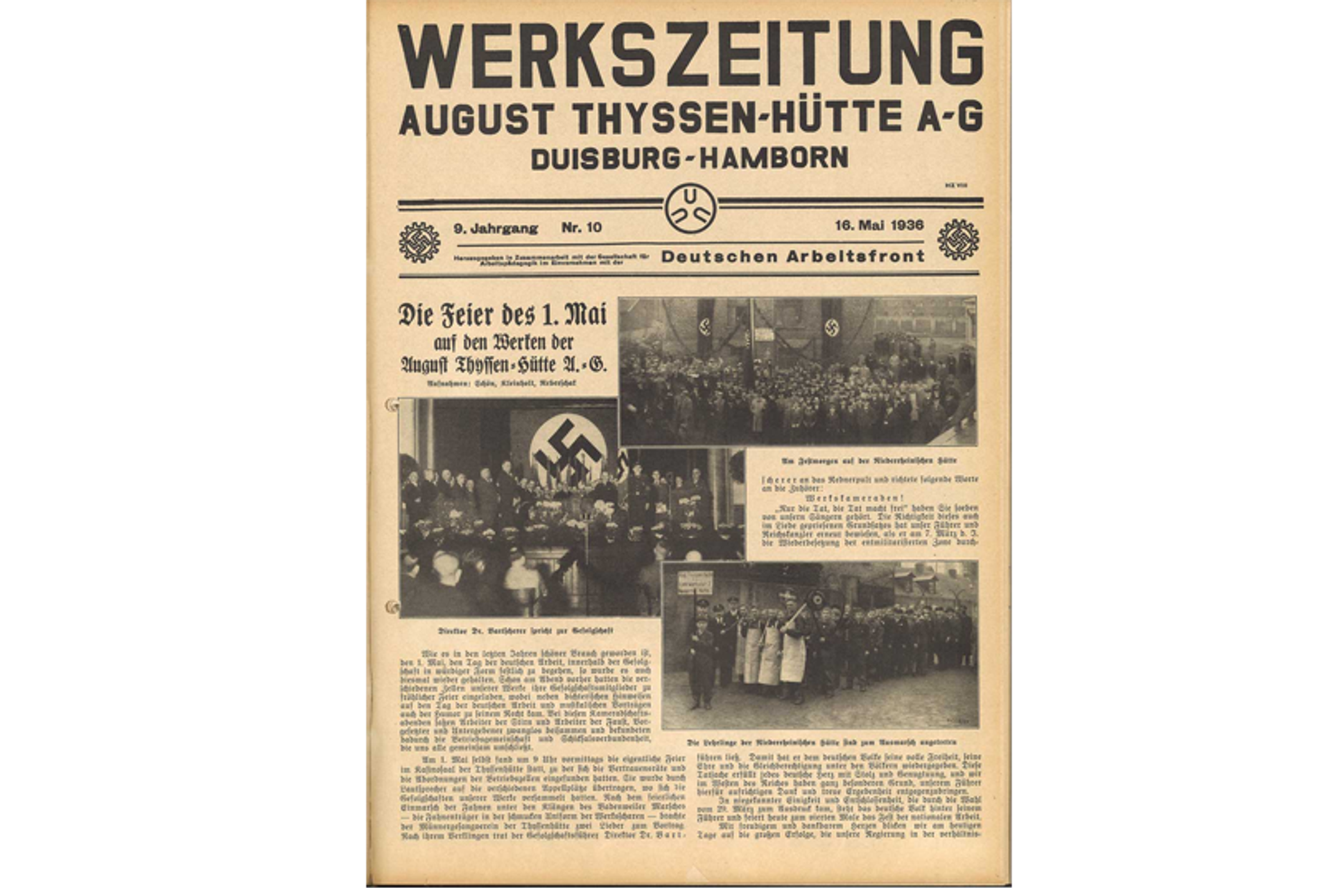 Titelblatt der Werkzeitung August Thyssen Hütte AG, 1936