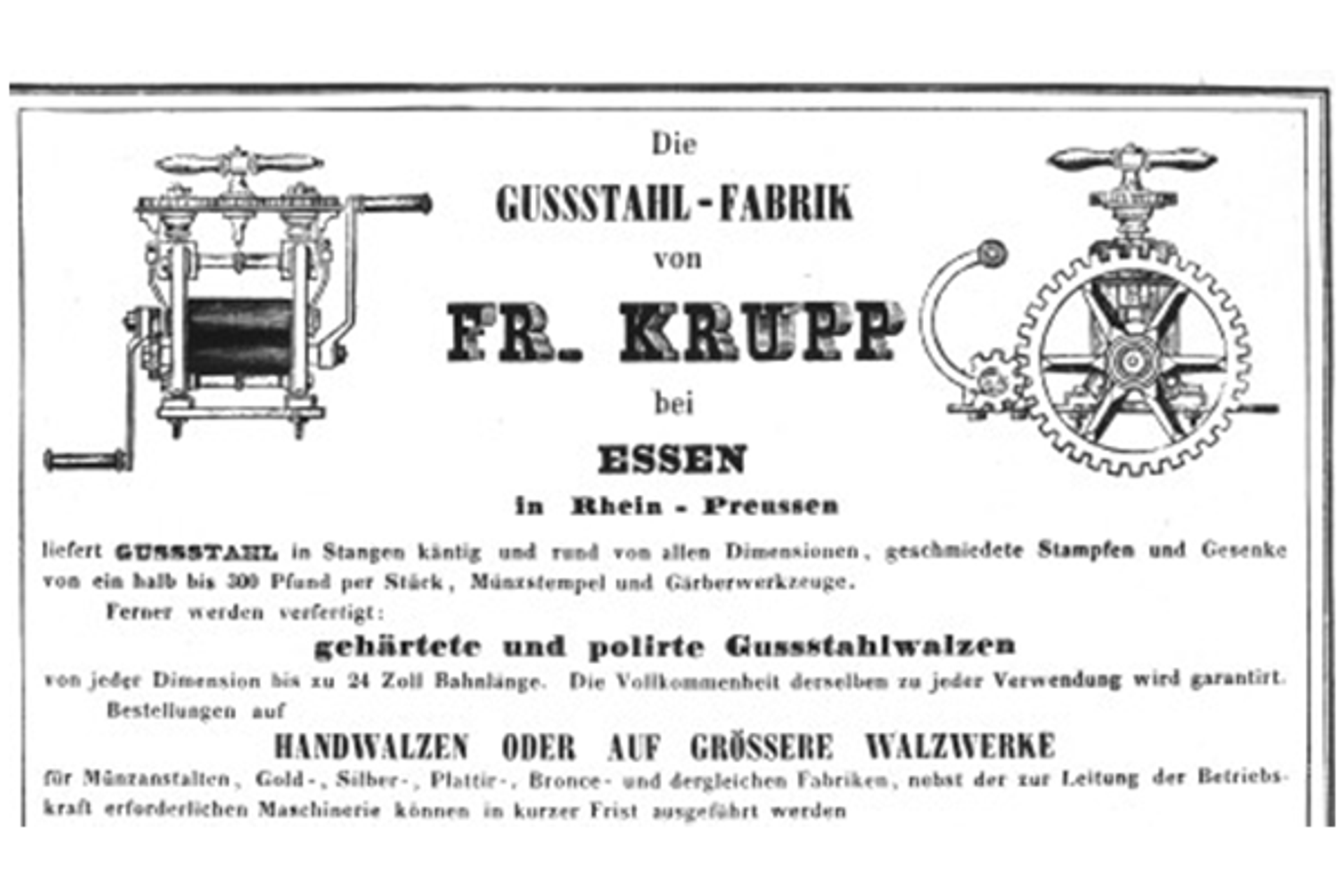 Erste Lieferung von Walzmaschinen 1833