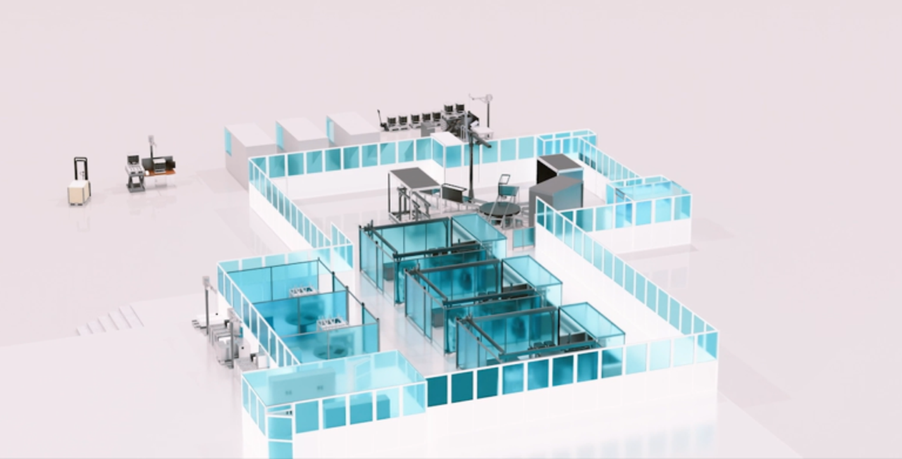 Produktfoto einer automatisierten Fertigungslinie für Elektroden von thyssenkrupp Automation Engineering und Hystar 
