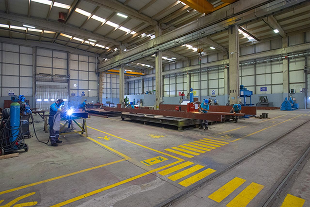 View into one of the four workshop halls