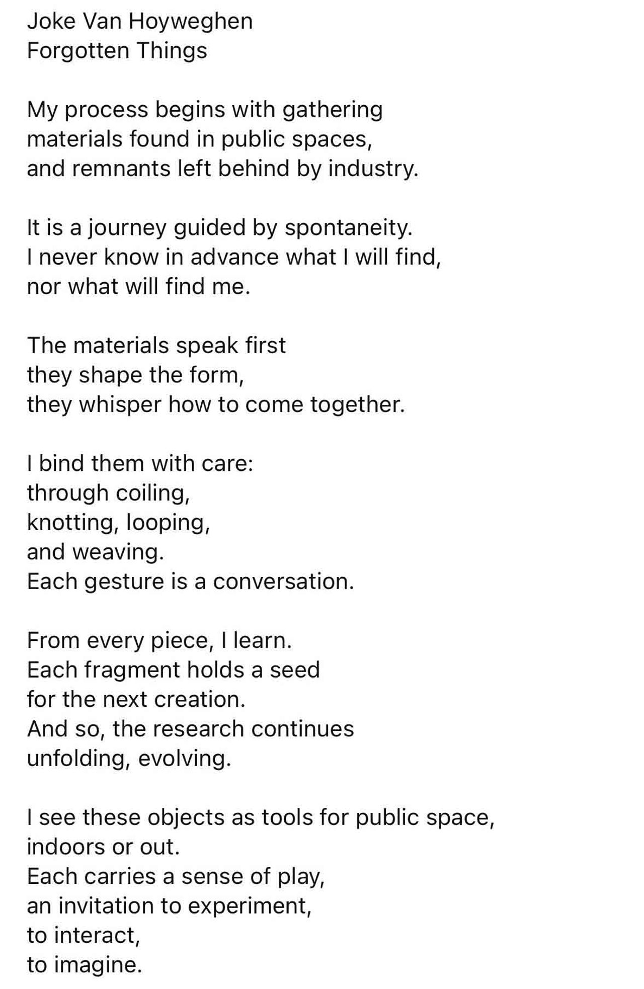 gedicht over restmateriaal Forgotten things