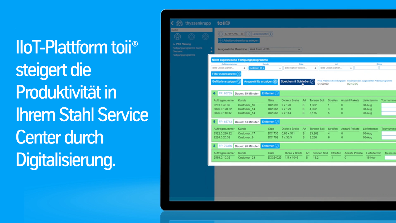 IIoT-Plattform für Stahl Service Center