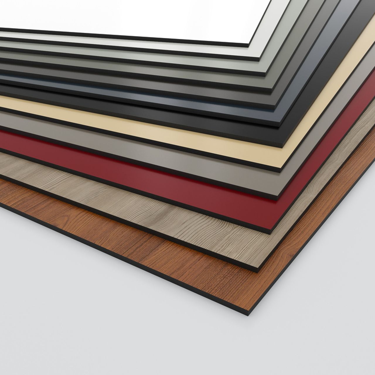 lyx HPL+ Schichtstoffplatten Stapel mit allen Farben