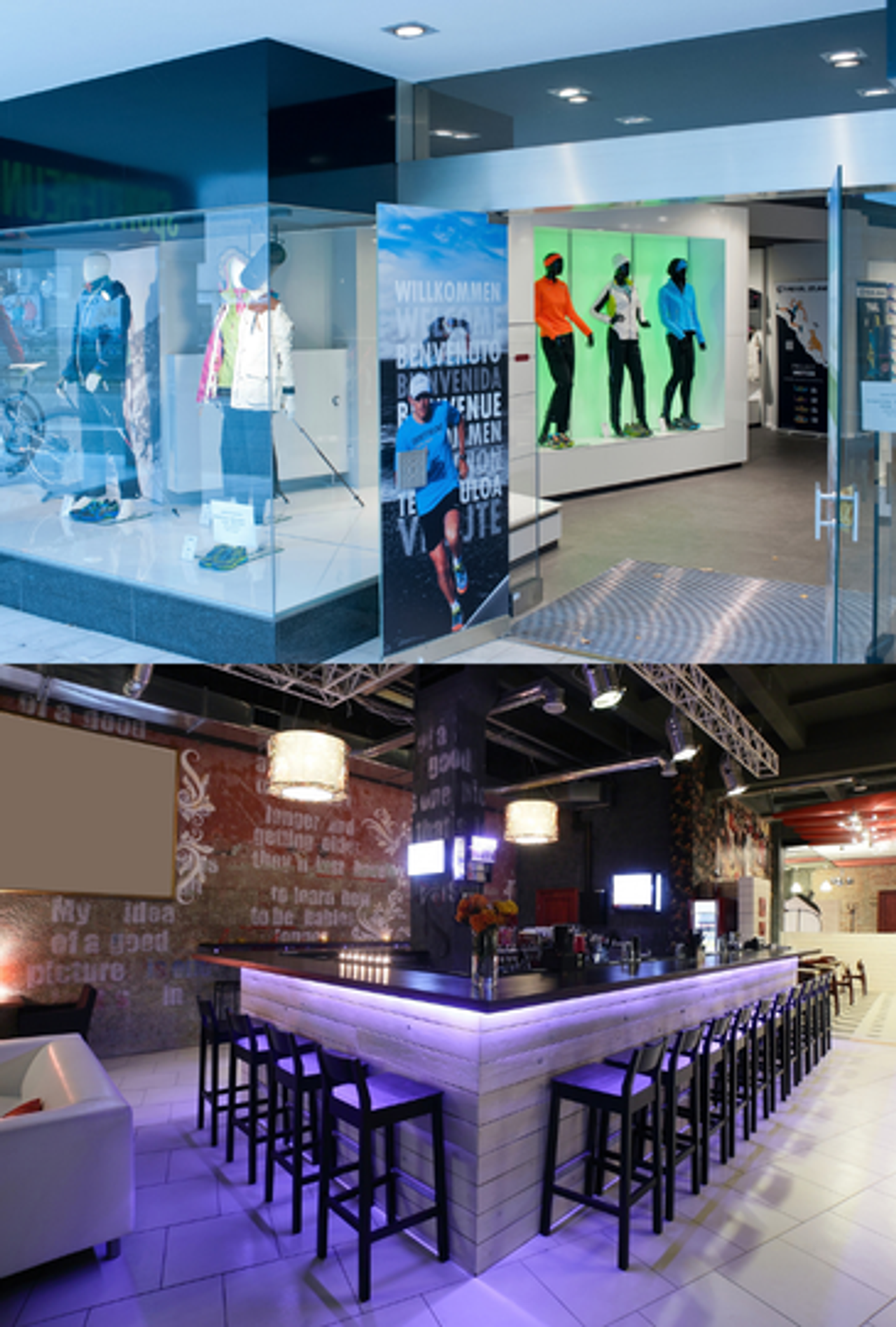 LED und Plexiglas® Einsatz im Sportshop Unger - Moderne Materialien für individuelle Raumgestaltung im Laden- und Innenausbau