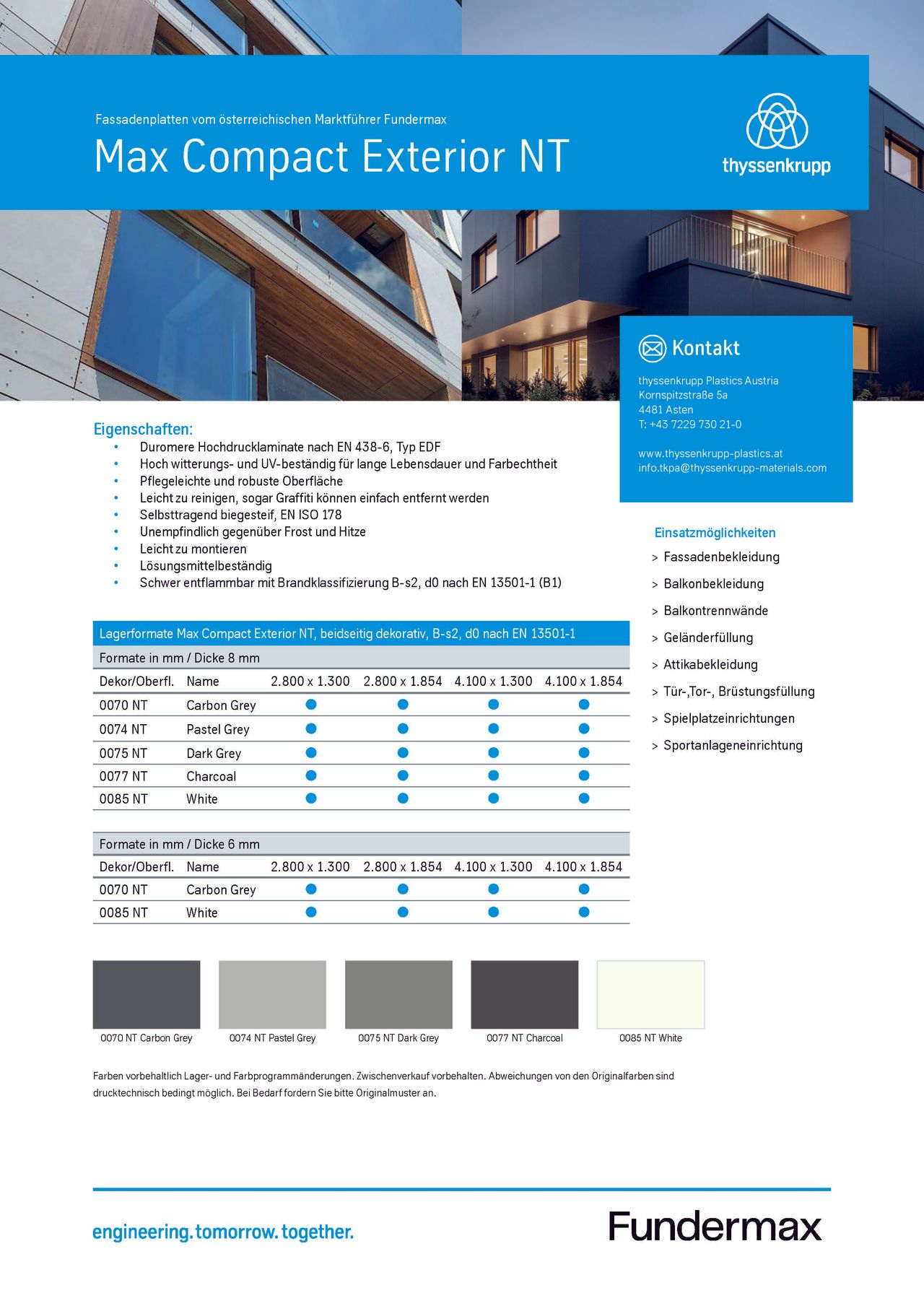 Lagerprogramm Max Exterior NT & Podio