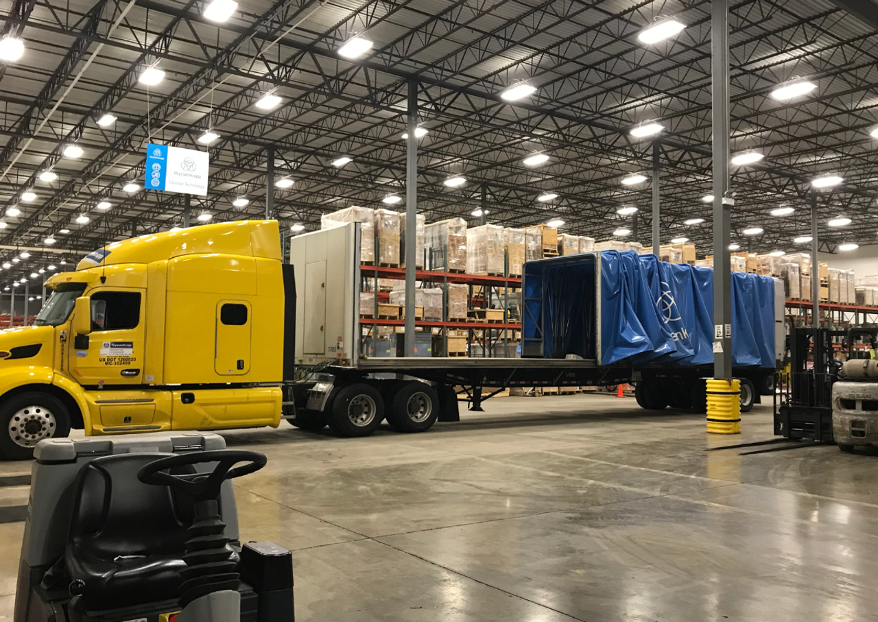 transportation management system in thyssenkrupp warehouse on a thyssenkrupp Supply Chain Services truck