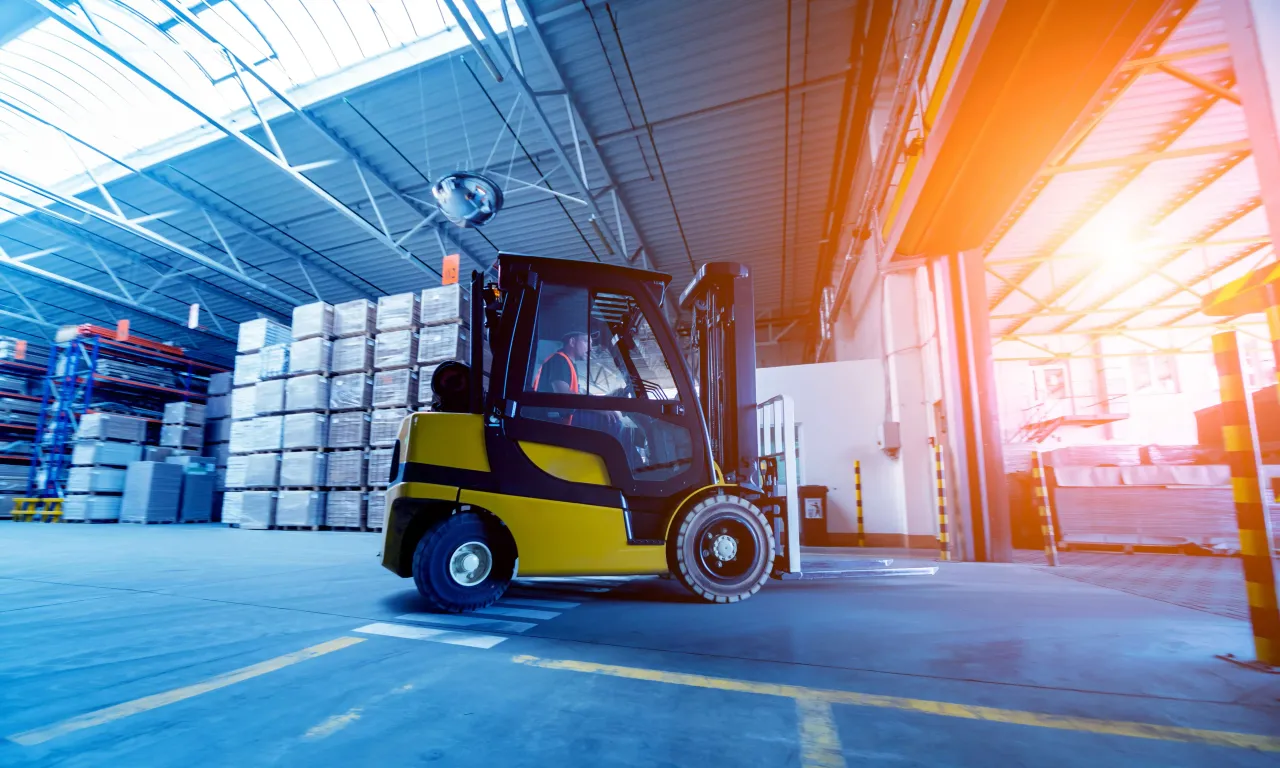 Forklift moving pallets 