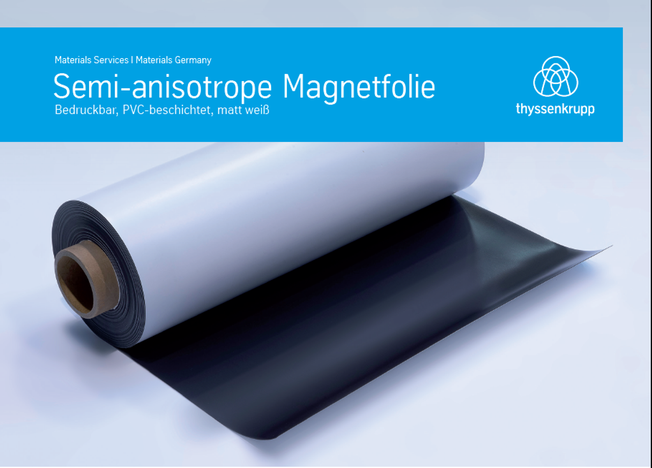 Bedruckbare semi-anisotrope Magnetfolie, thyssenkrupp Magnettechnik
