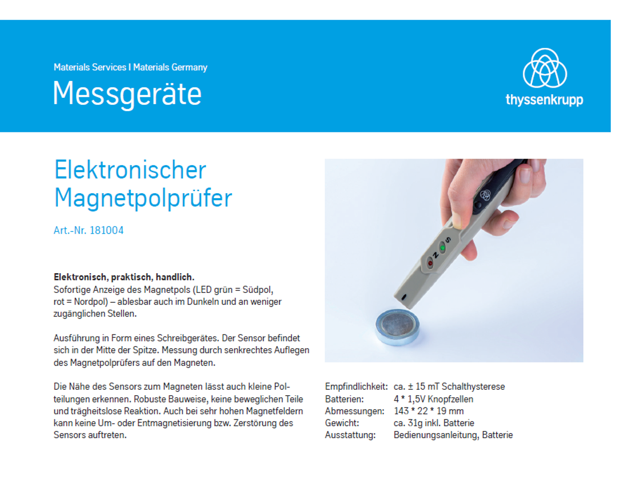 Messgeräte; thyssenkrupp Magnettechnik