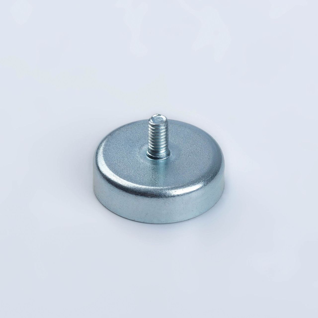 Pot magnet made of hard ferrite with external thread, galvanized, thyssenkrupp Magnettechnik