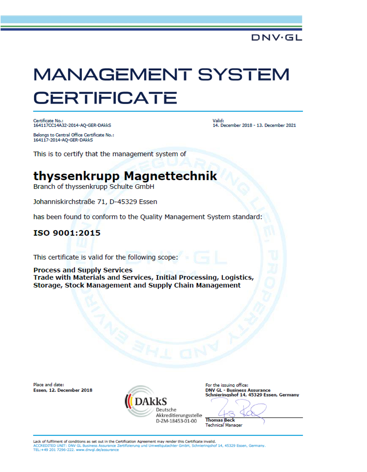 Certificate ISO 9001:2015