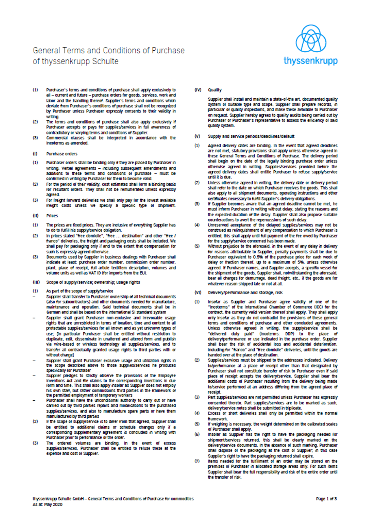 General terms and conditions of purchase of thyssenkrupp Schulte