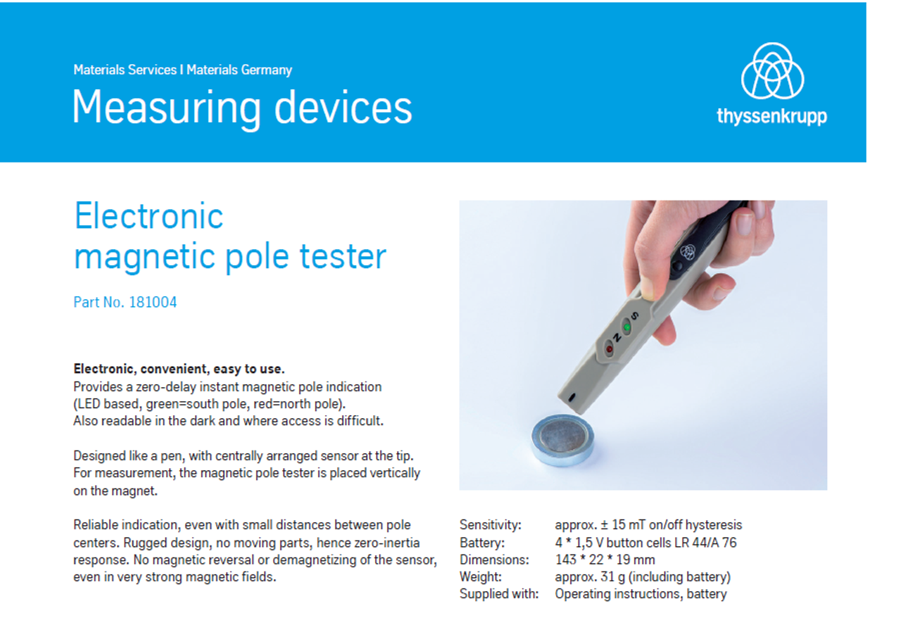 Measuring devices; thyssenkrupp Magnettechnik