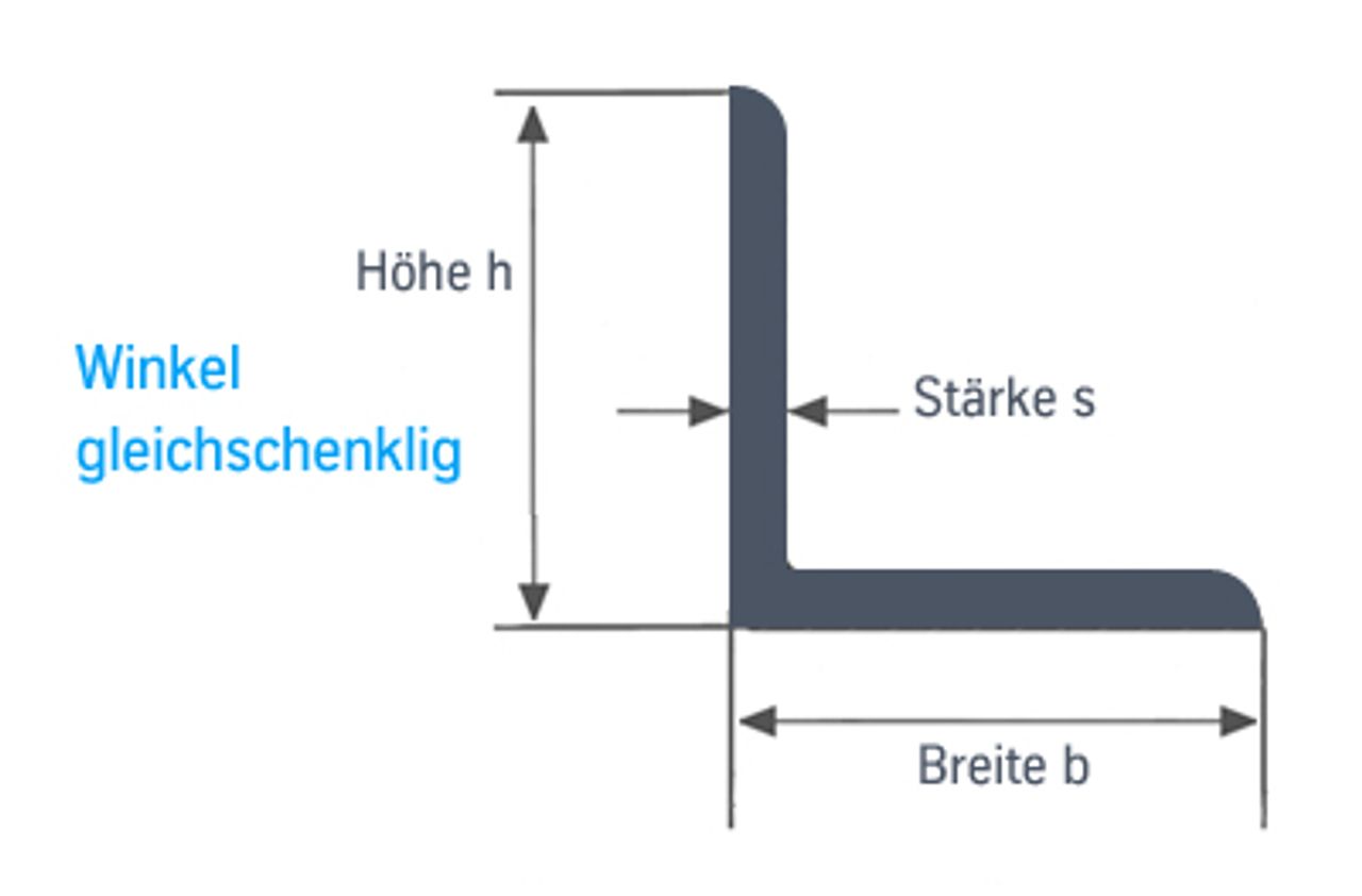 Edelstahl Winkel gleichschenklig
