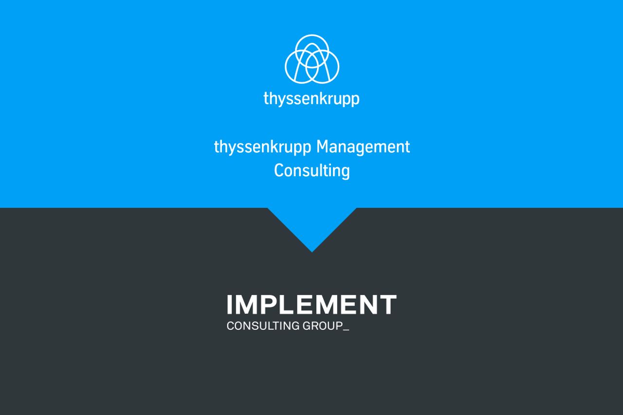 Logos der thyssenkrupp Management Consulting und der Implement Consulting Group