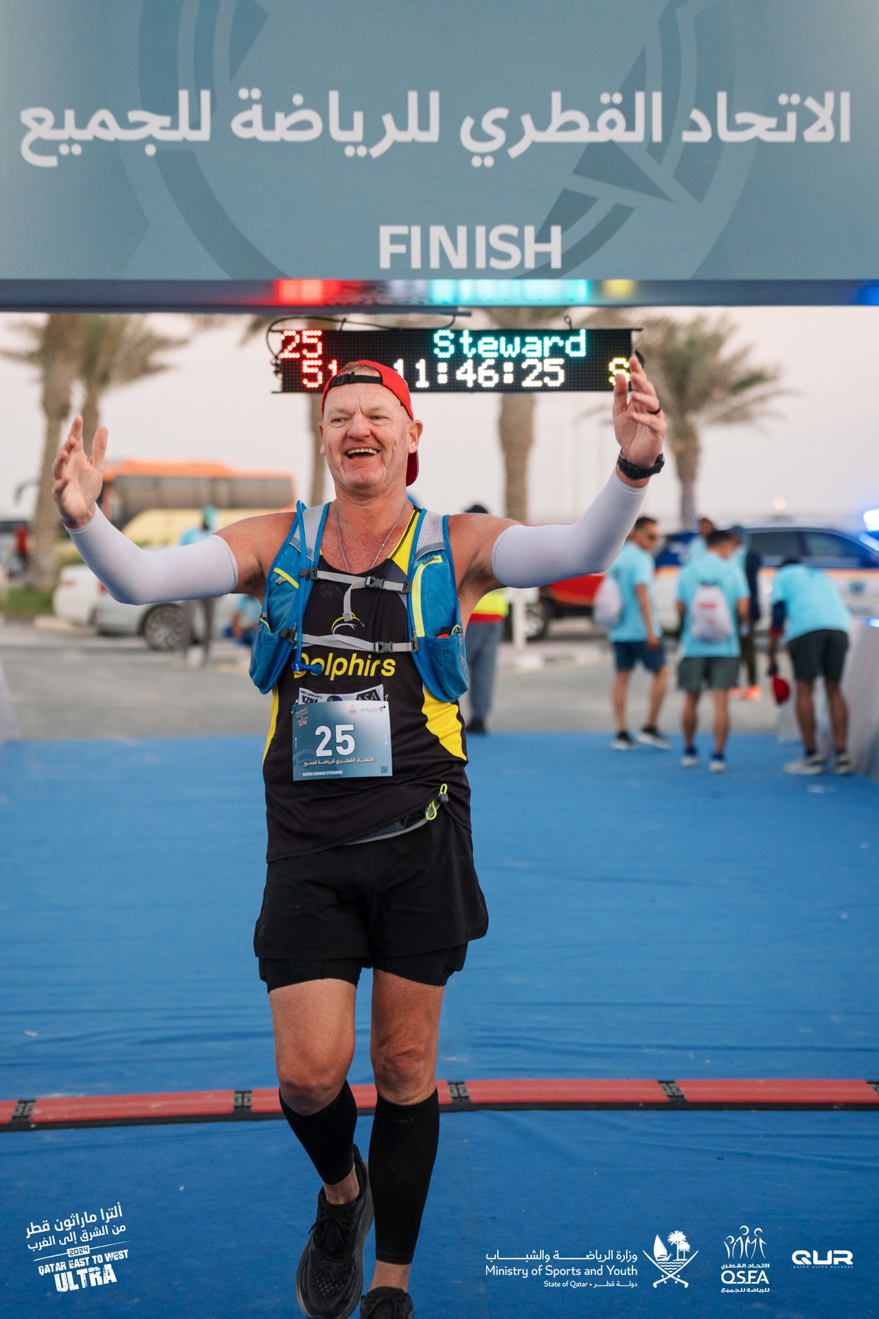 Darren Steward finishing ultra marathon