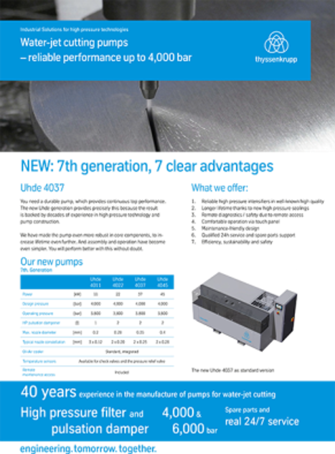 PDF Preview - Data sheet new 4000 bar waterjet cutting pumps