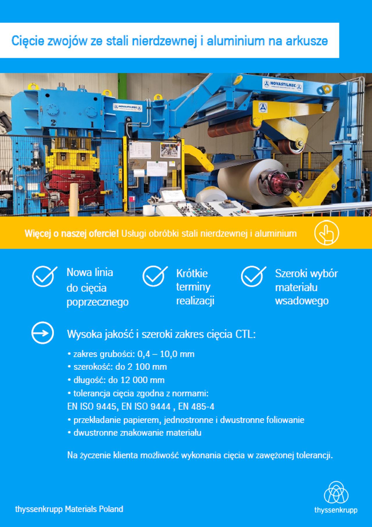Broszura - Cięcie poprzeczne zwojów ze stali nierdzewnej i aluminium
