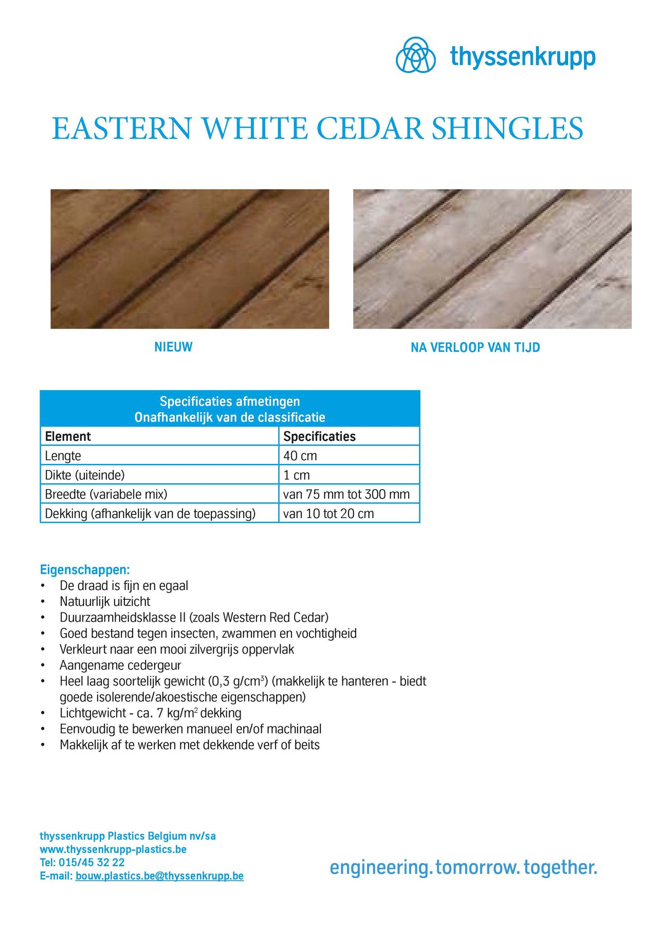 Afbeelding Cover technische fiche Eastern White Ceder Shingles