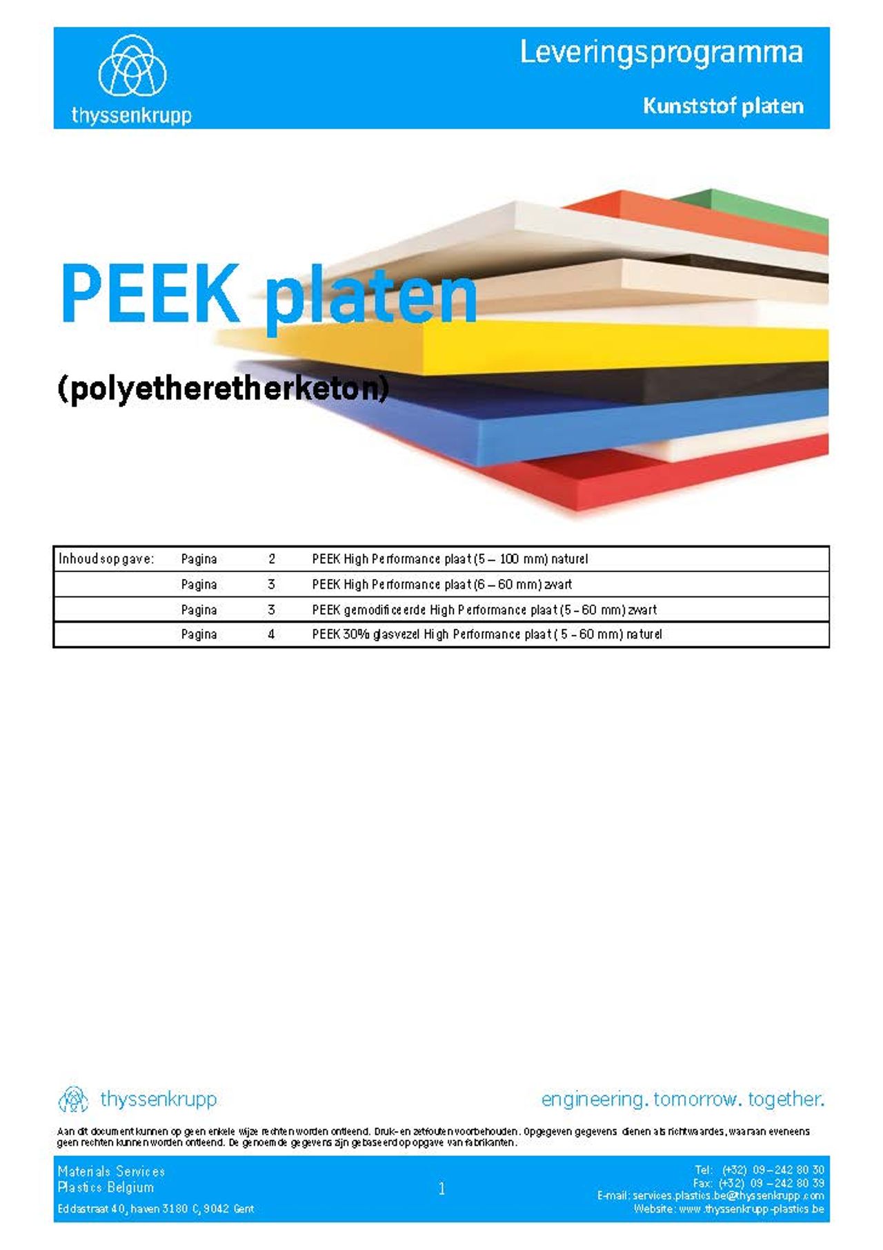 Afbeelding Cover PEEK leveringsprogramma