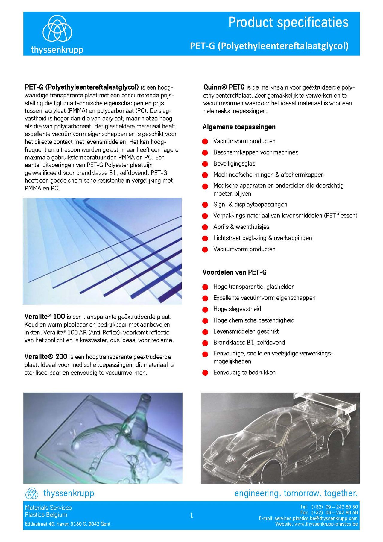 Afbeelding Cover PET-G plaat technische fiche
