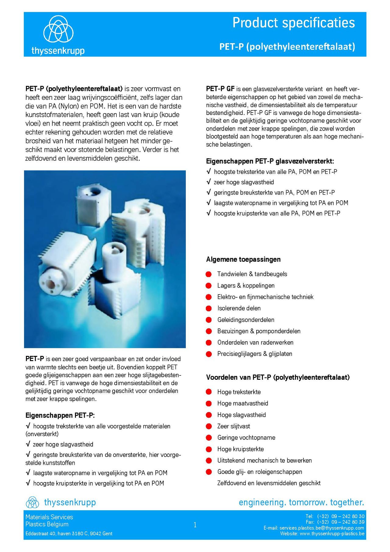 Afbeelding Cover PET-P plaat technische fiche
