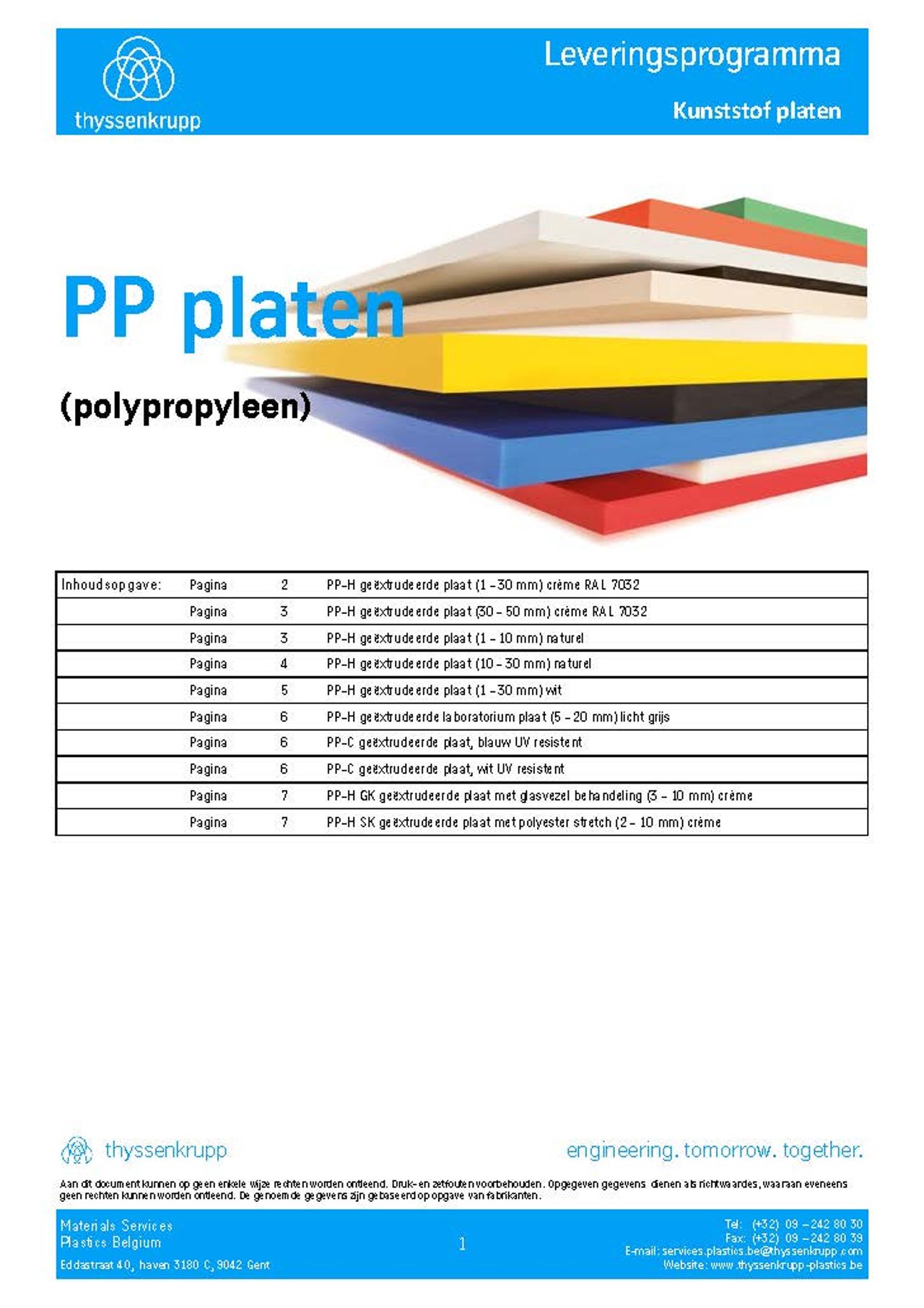 Afbeelding Cover PP plaat leveringsprogramma