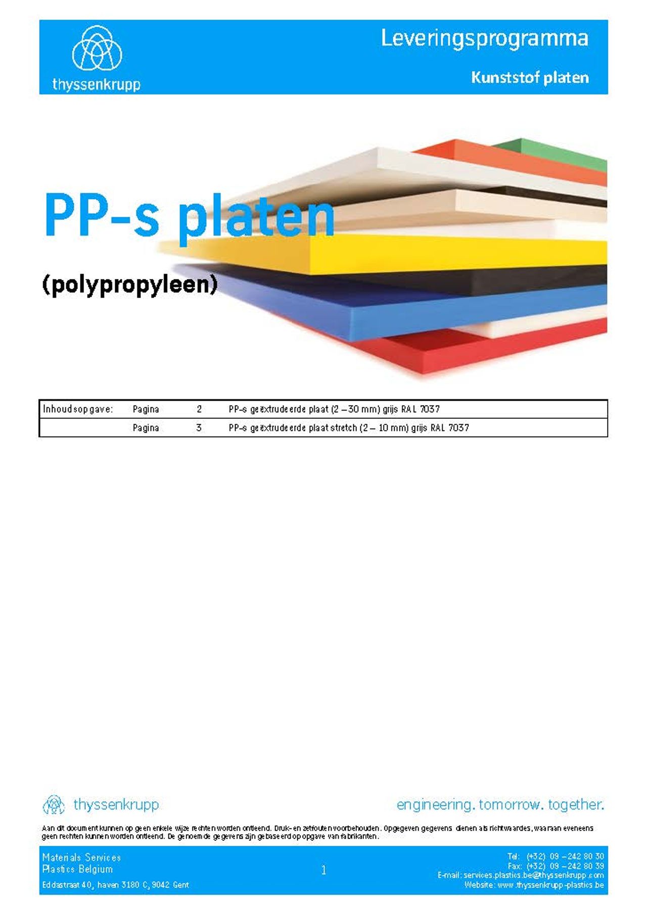 Afbeelding Cover PPs plaat leveringsprogramma 