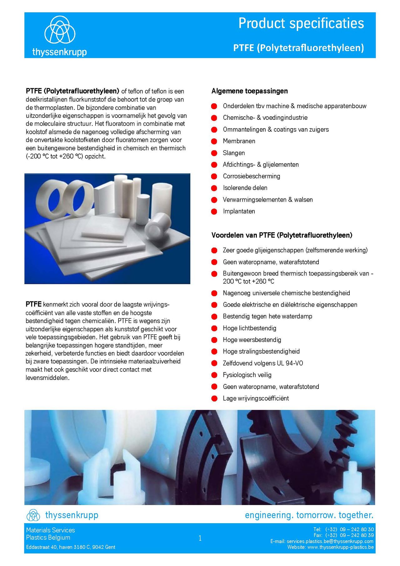 Afbeelding cover PTFE plaat technische fiche