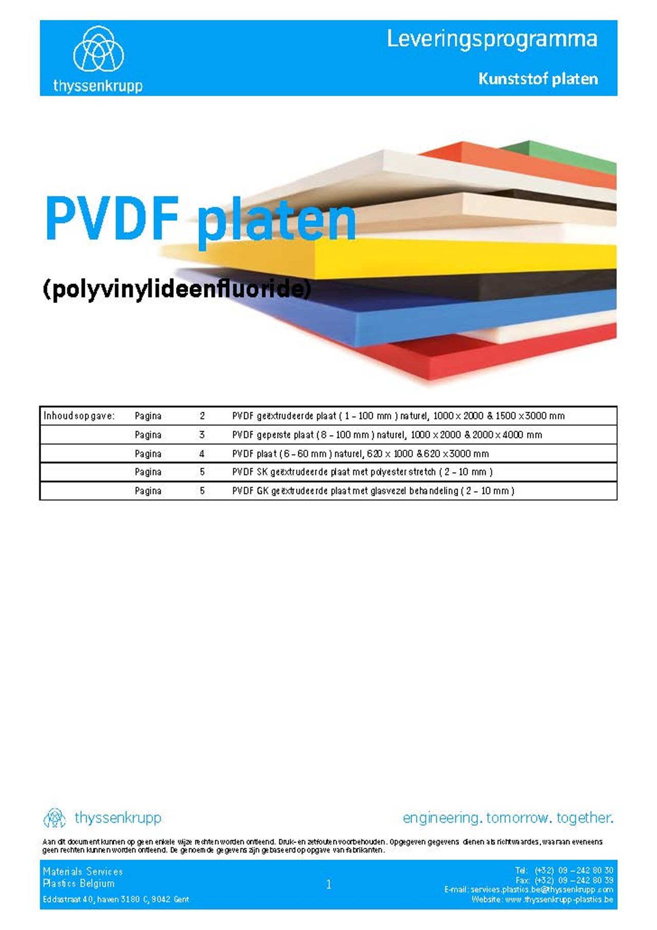 Afbeelding Cover PVDF plaat technische fiche