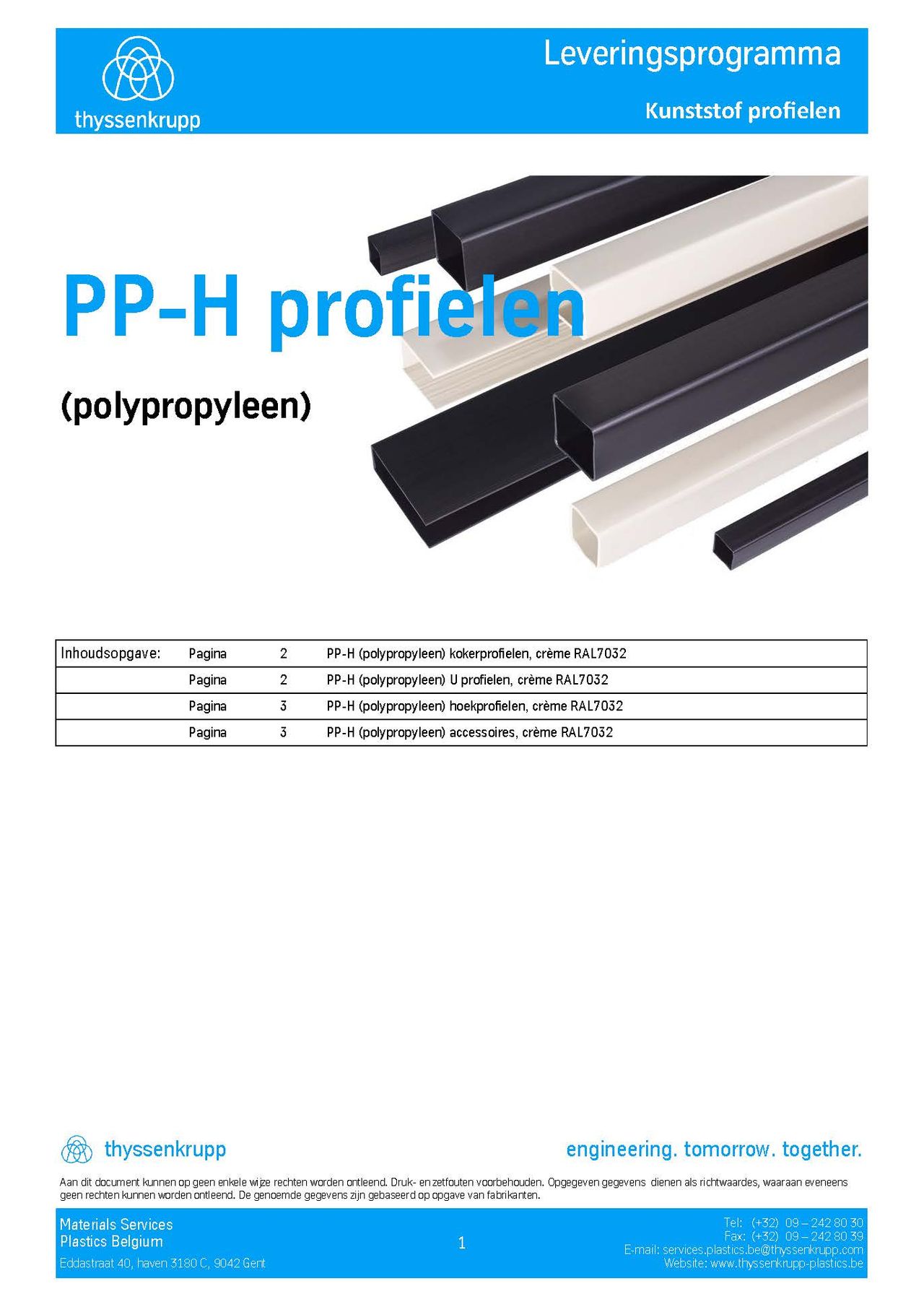Afbeelding Cover PP kunsstofprofielen leveringsprogramma