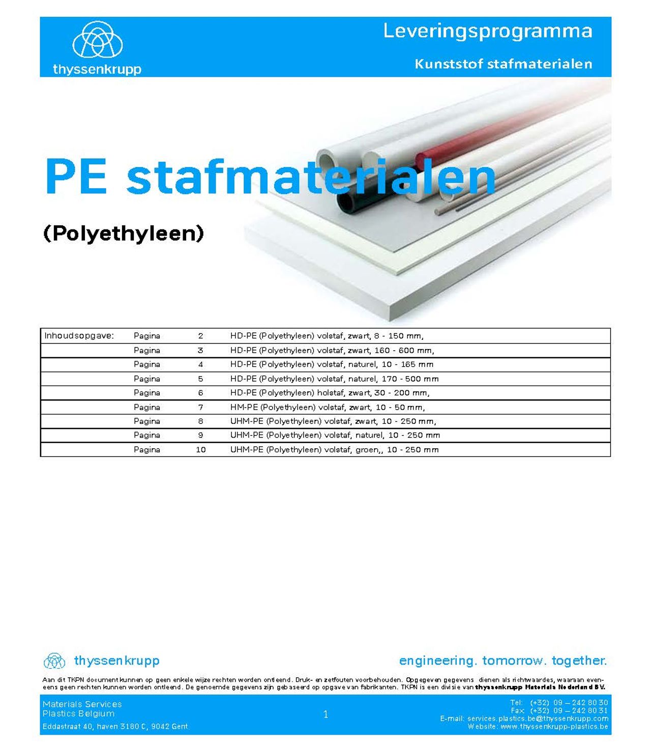 Afbeelding Cover PE Staf leveringsprogramma