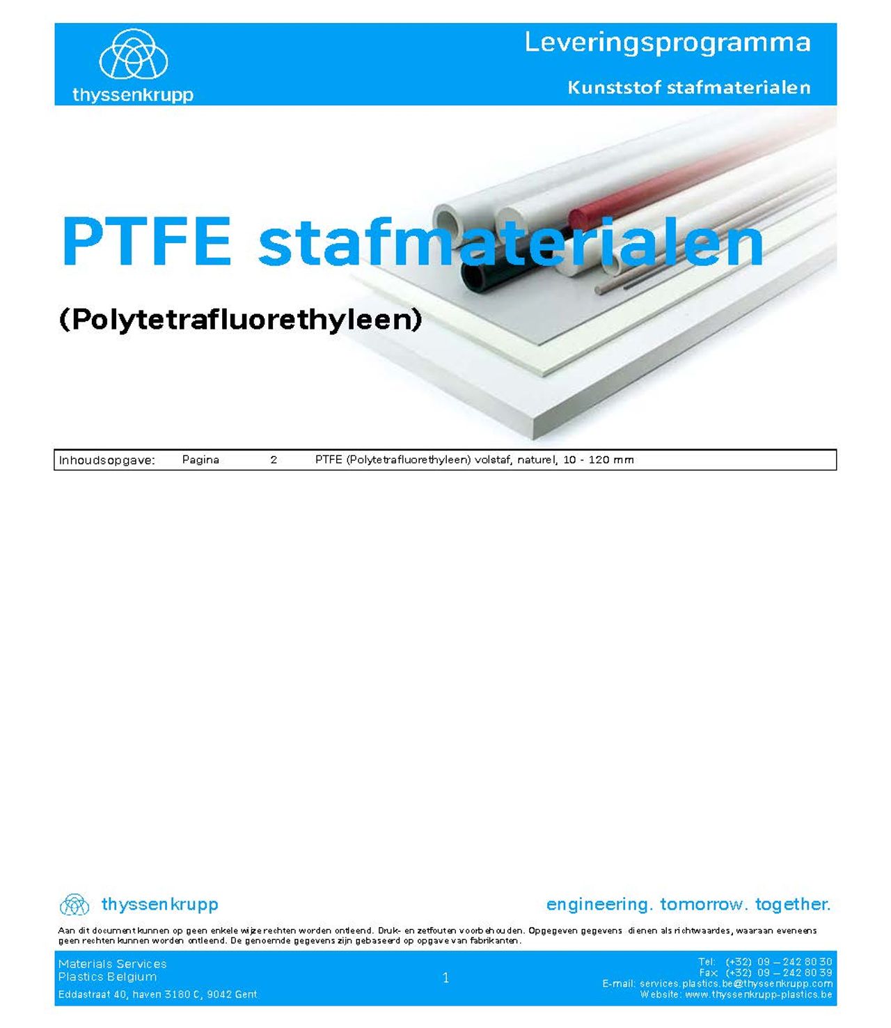 afbeelding cover PTFE staf leveringsprogramma