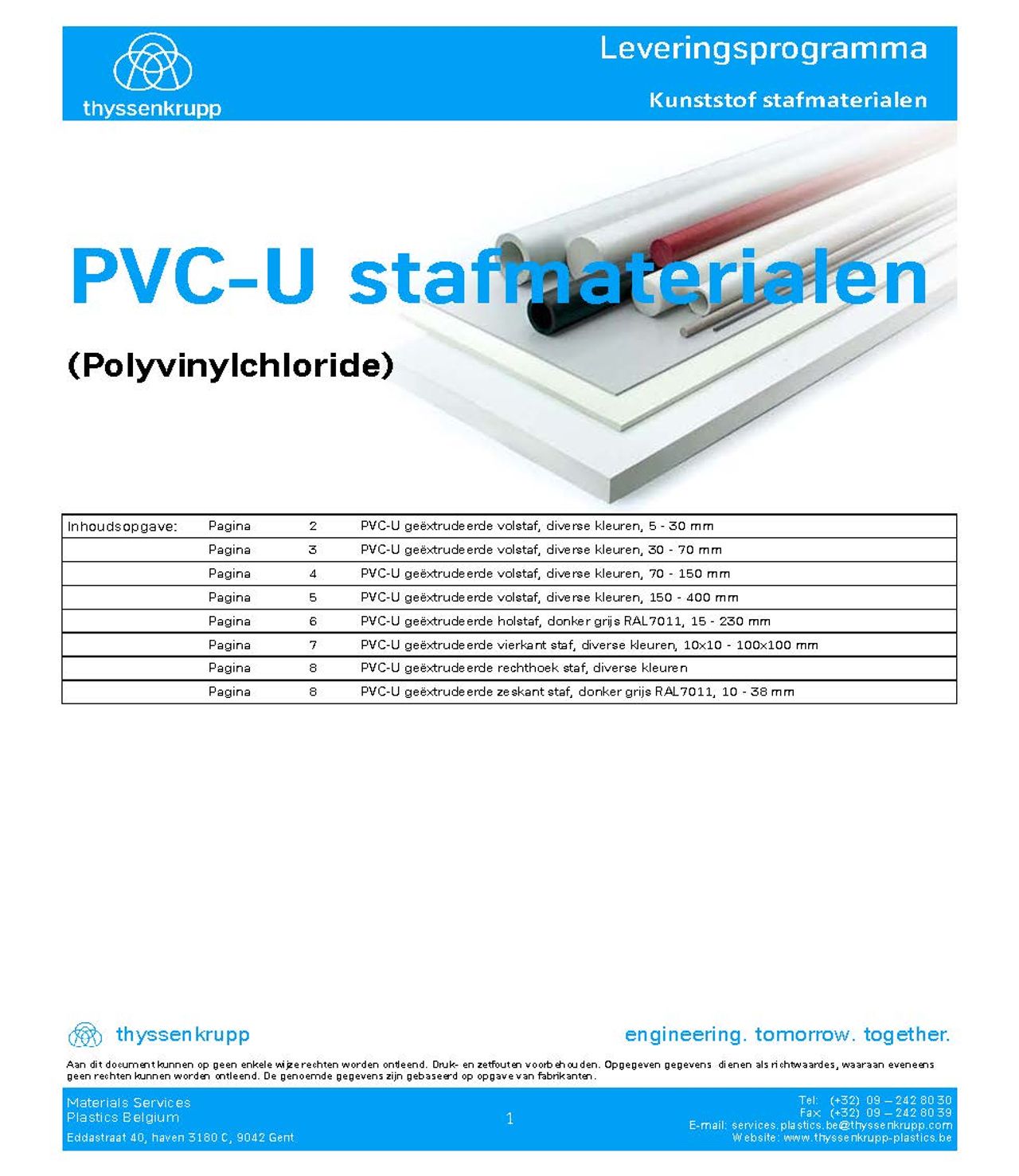 Afbeelding Cover PVC-U staf leveringsprogramma 