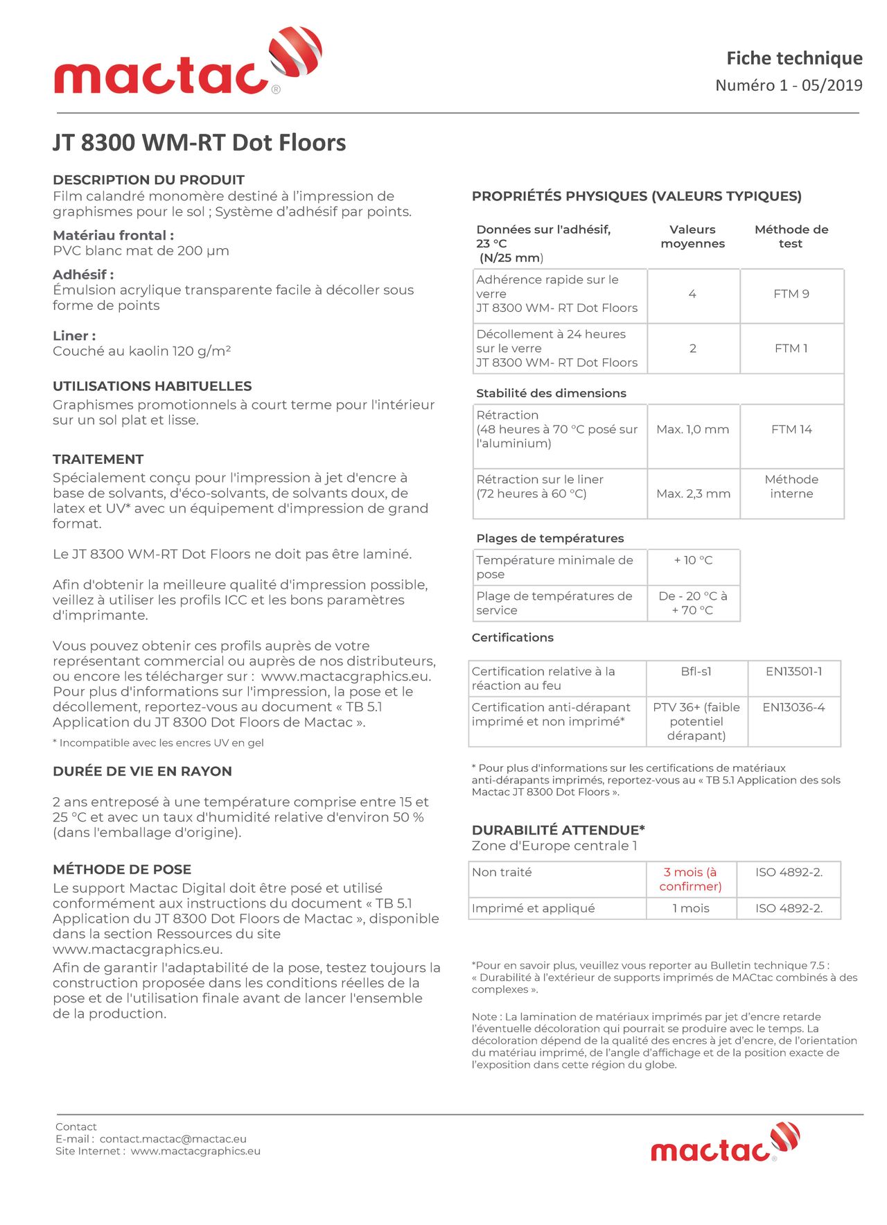Afbeelding Cover fiche technique JT 8300 WM-RT Dot Floors